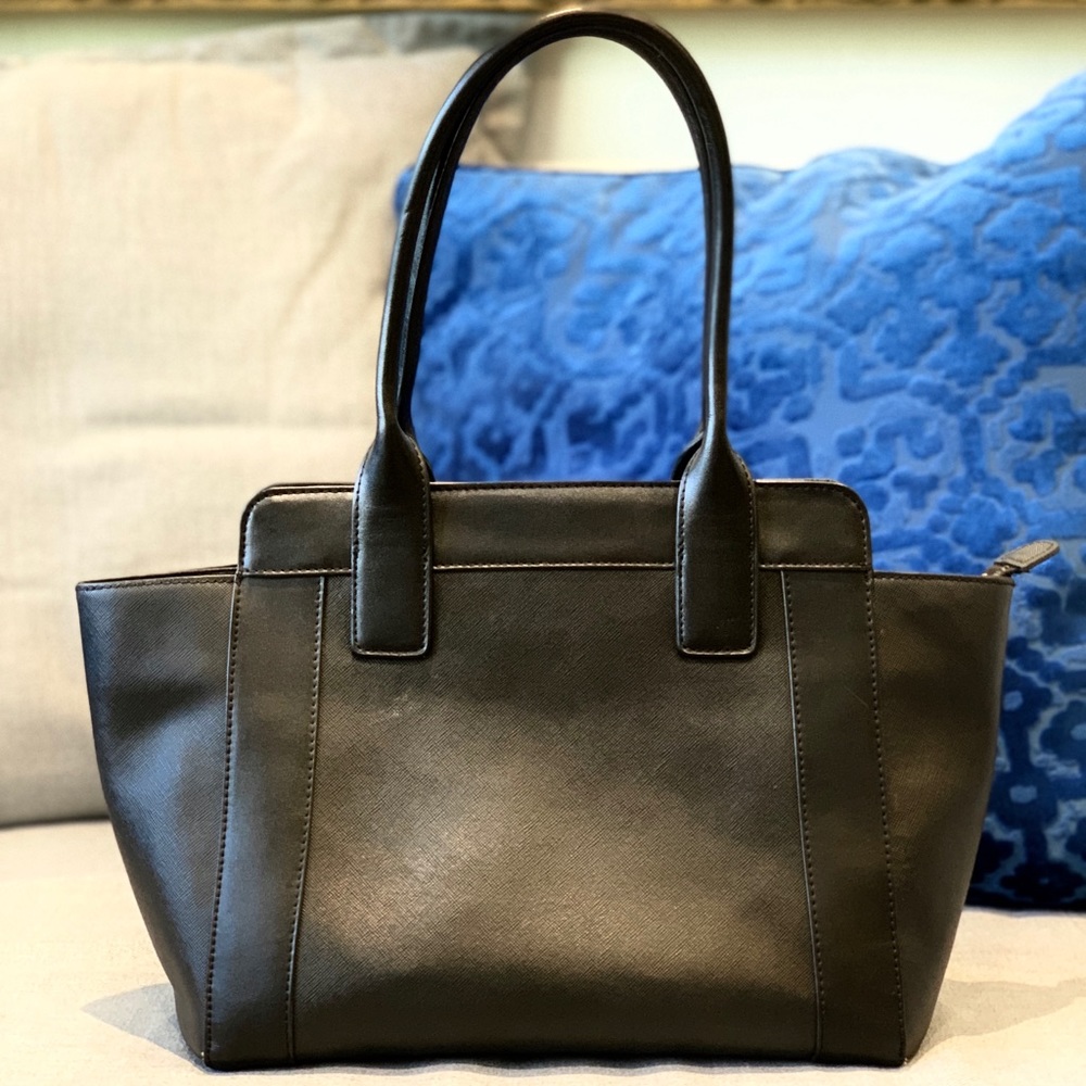 CHARLES JOURDAN PARIS Black Leather Work Bag